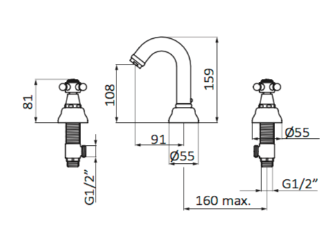 Mélangeur lavabo bec Central 1866 Montbéliard 0