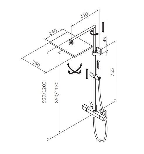 KALA Thermostatique douche avec colonne télescopique Wittenheim 0