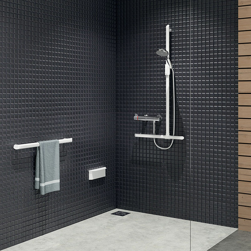 Tablette de douche amovible, cache fixation blanc mat avec plaque de fixation Mulhouse 0