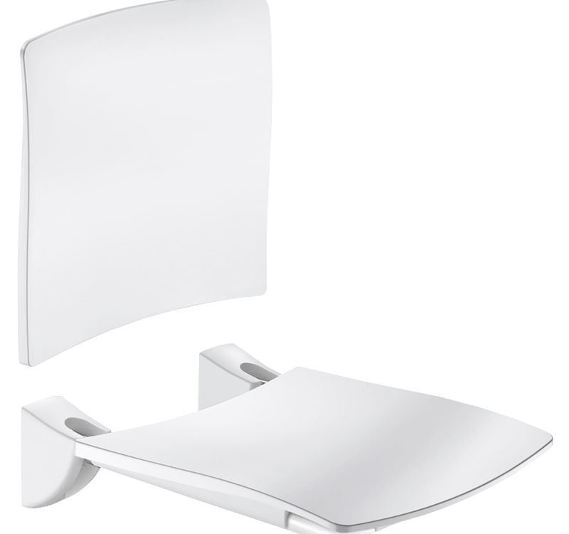 Si&egrave;ge de douche rabattable avec dosseret Grand Confort blanc Montb&eacute;liard
