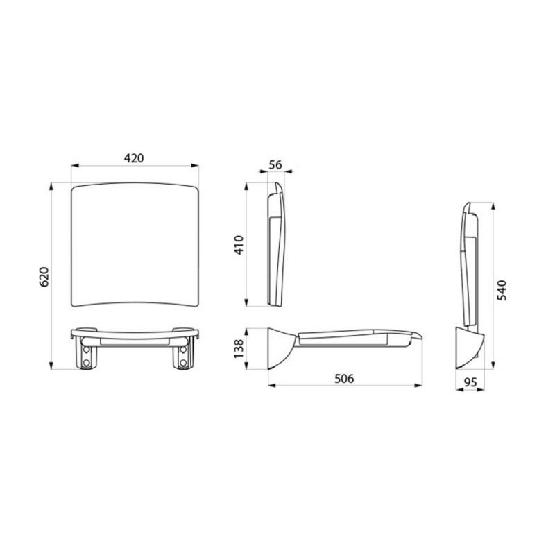 Siège de douche rabattable avec dosseret Grand Confort blanc Montbéliard 0