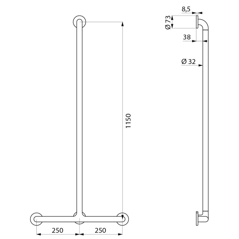 Barre de maintien en T Nylon blanc antibactérien Saint-Louis 0