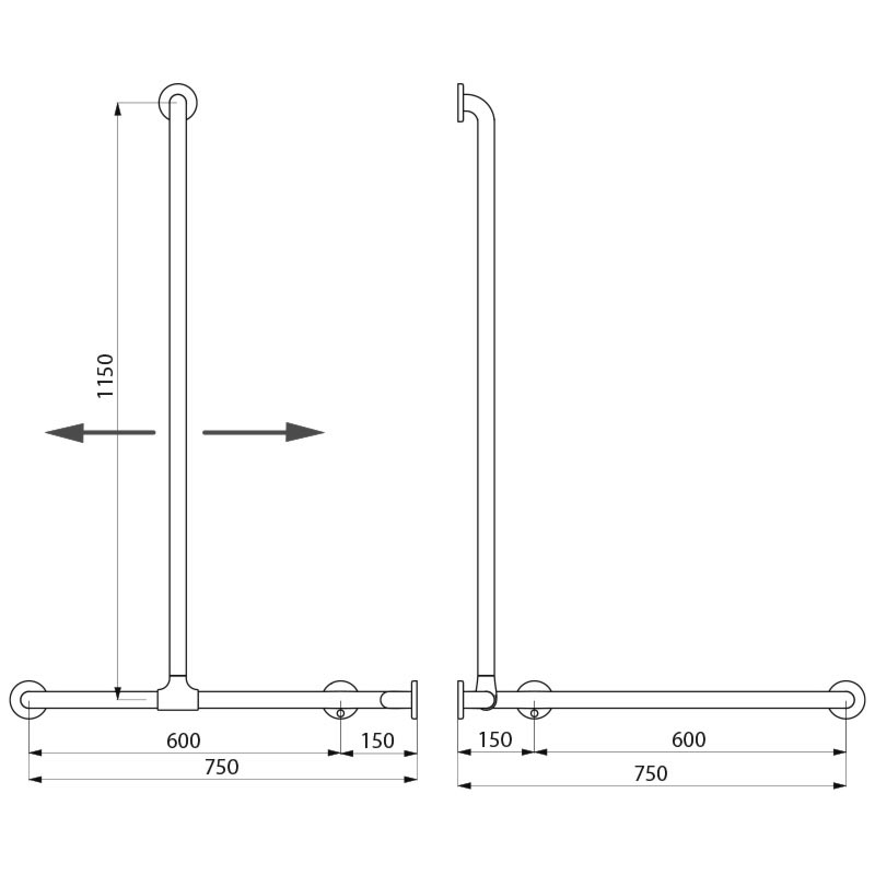 COTE_5481N | Vitrine Banyo Barre de douche d’angle avec remontée coulissante Nylon blanc antibact Wittenheim 0