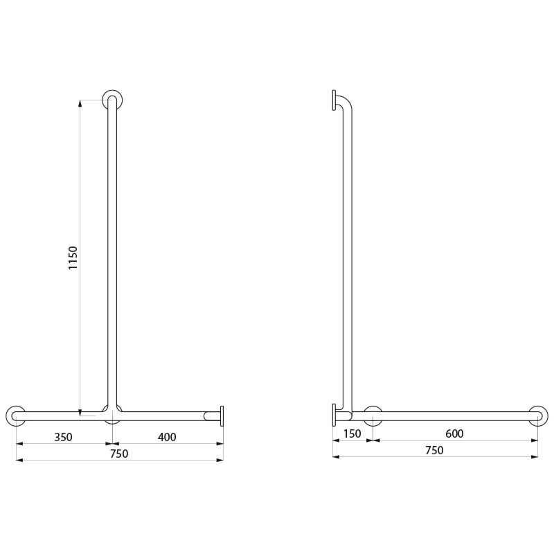 Barre de douche d&#8217;angle avec remontée verticale Nylon blanc antibact. Belfort 0