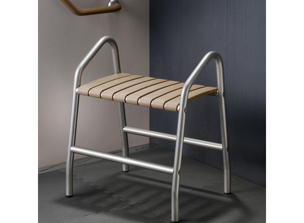 Tabouret de douche 2 poignées taupe et Gris chrome Classic 047679 Illzach