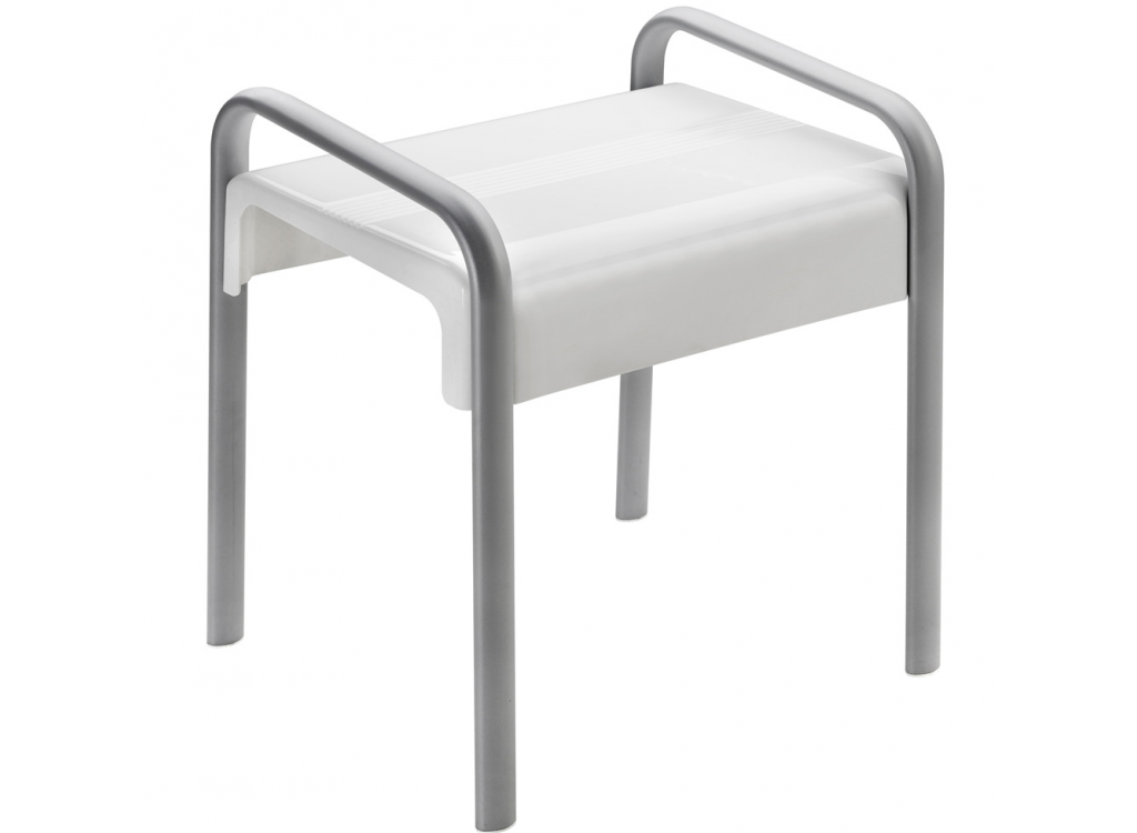 Tabouret de douche &eacute;poxy blanc et gris Arsis 047770 Illzach