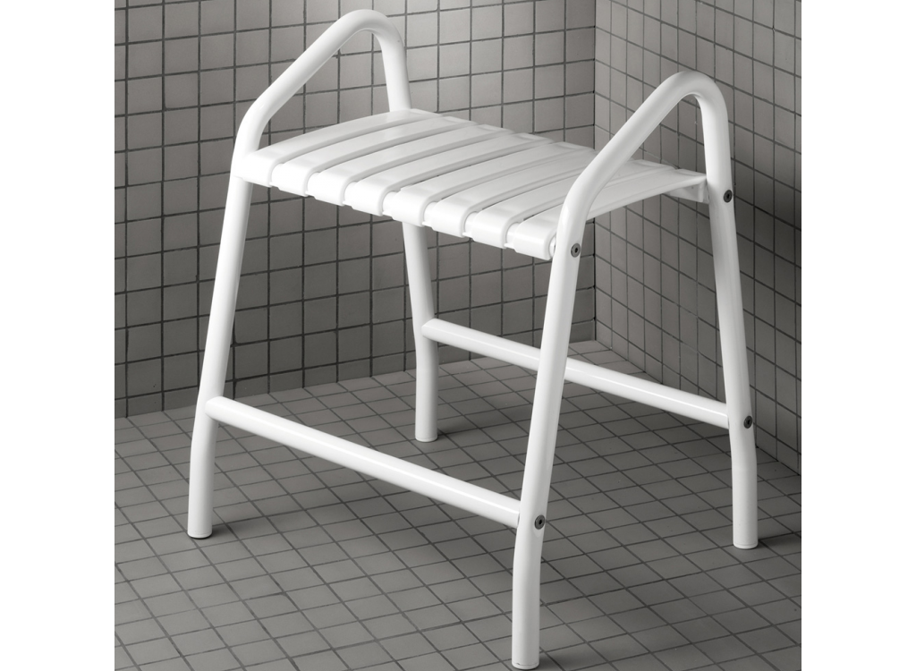 Tabouret de douche Assise grande taille 2 poignées, Blanc Classic 047678 Illzach