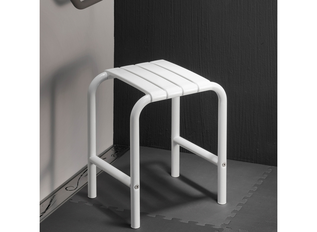 Tabouret de douche Assise standard Blanc, pieds époxy blanc Classic 047650 Riedisheim