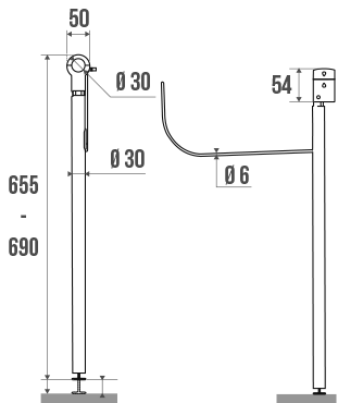 Béquille de soutien, Inox Brossé Classic 048809 Guebwiller 0