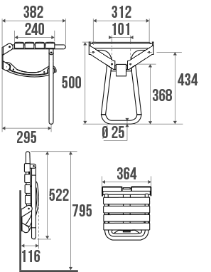 Siège de douche Assie Blanc et Epoxy Gris Chrome Classic 047631 Audincourt 0