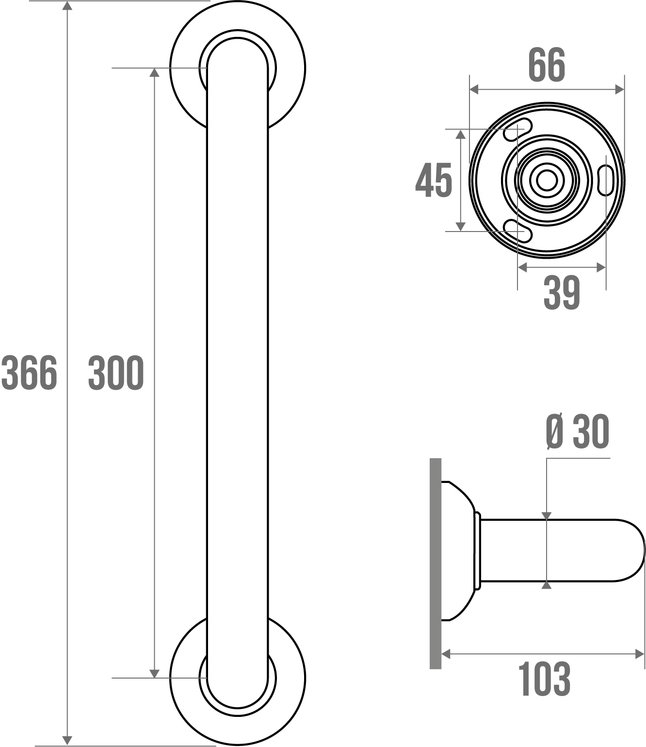 Barre droite Epoxy Blanc et Adiditif Antibactérienne Classic 490130 Riedisheim 0