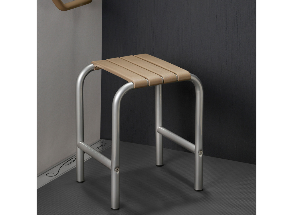 Tabouret de douche Assise standard, Taupe et Gris chrome Classic 047652 Kingersheim
