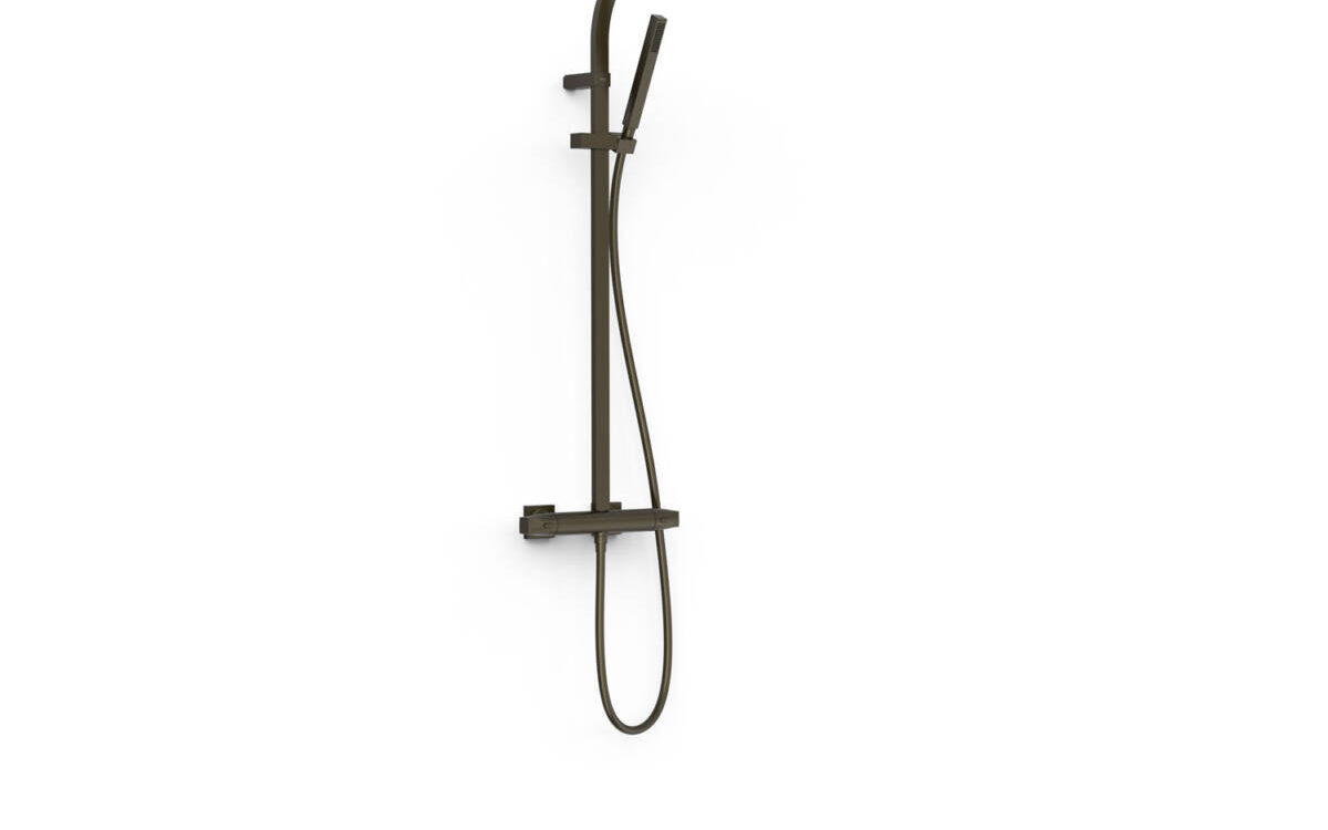 Colonne de douche thermostatique OVER-WALL carré-rond noir bronze 19039305KMB Kingersheim