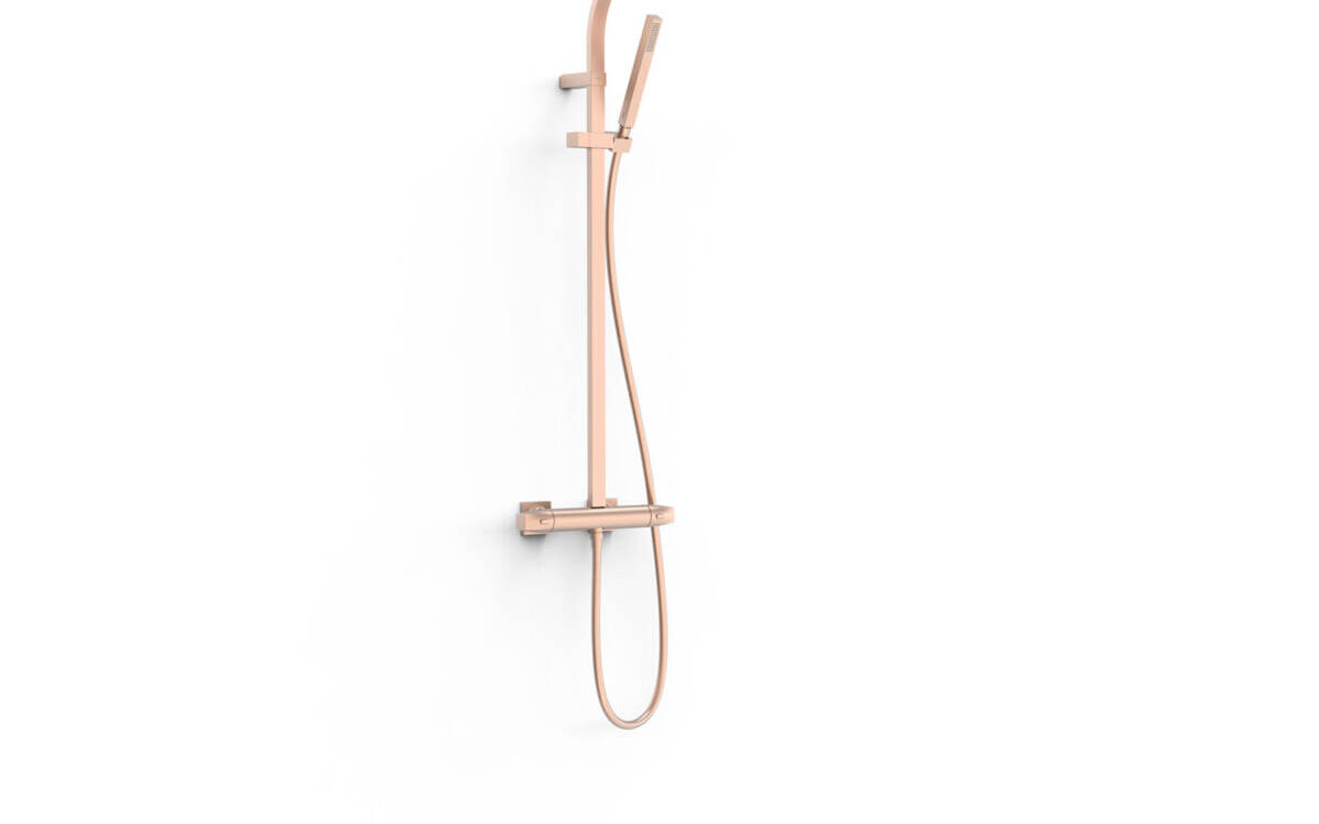 Colonne de douche thermostatique OVER-WALL carré-rond or rose mat 24k 19039305OPM Montbéliard