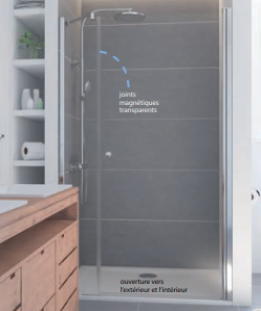 ELANA 6 porte pivotante avec partie fixe et joints magnétique pour niche Guebwiller