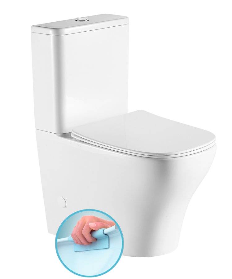 BELLO RIMLESS Fermer Toilette couplée, blanc Audincourt 0