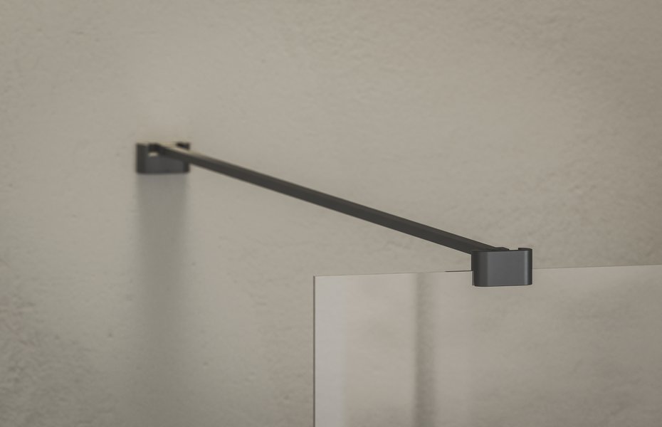 Cabine de douche Walk-In Air modèle Wall 100 black+transparent Montbéliard 0