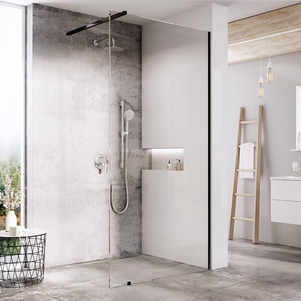 Cabine de douche Walk-In modèle Wall 160 h.200 white matt+transparent Wittenheim
