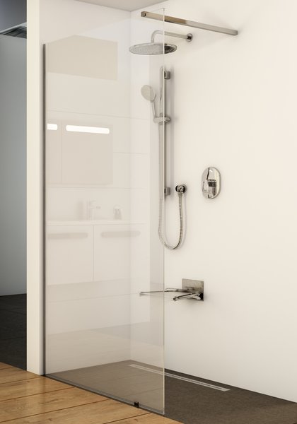 Cabine de douche Walk-In modèle Wall 160 h.200 white matt+transparent Wittenheim 0