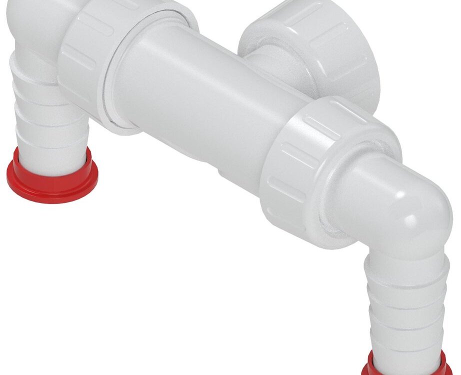 Siphon encastré pour machine à laver, deux buses, blanc Illzach