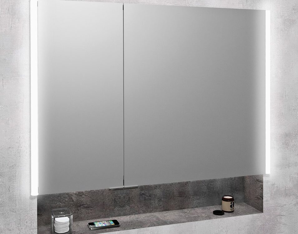 Armoire de toilette encastr&eacute;e INTEGRA avec &eacute;clairage LED, 85x70cm Saint-Louis