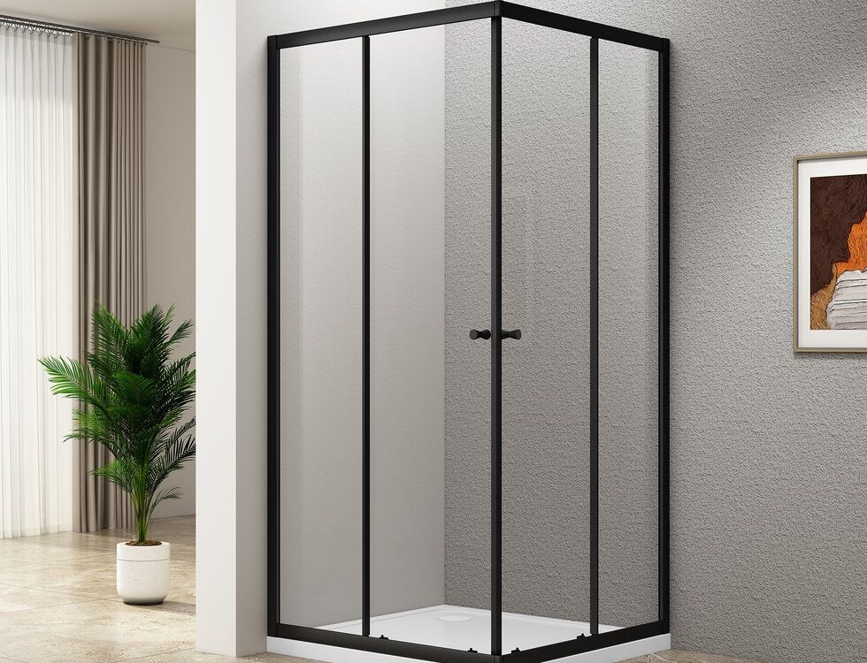 Cabine de douche carrée AGGA BLACK 900x900mm, verre transparent Illzach