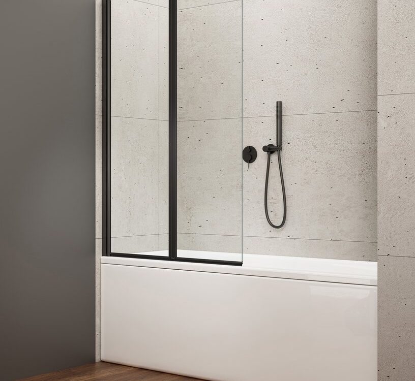 Paroi de baignoire WILA 900 mm, verre noir/transparent Rixheim