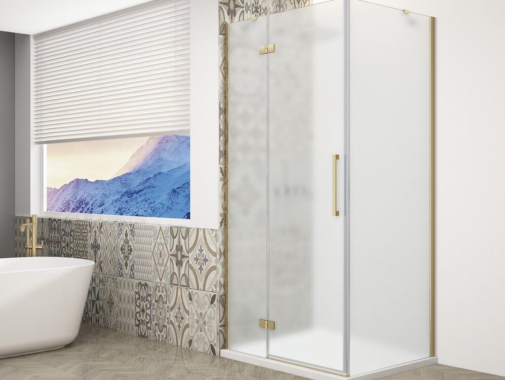 Paravent rectangulaire TRINITY GOLD MATT 1000x800mm, verre mat, gauche Mulhouse