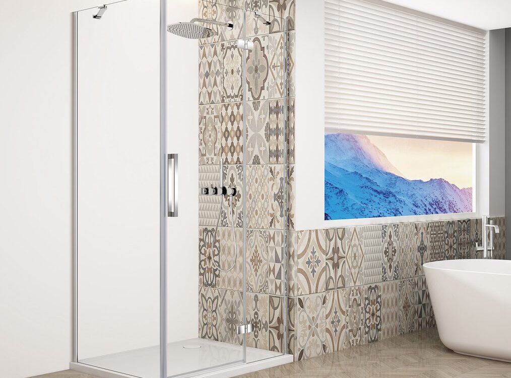 Paravent rectangulaire TRINITY CHROME 1100x800mm, verre transparent, droit Belfort