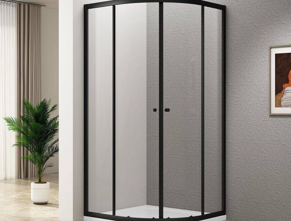 Cabine de douche quart de cercle ARLETA BLACK 900 x 900 mm, verre transparent Mulhouse
