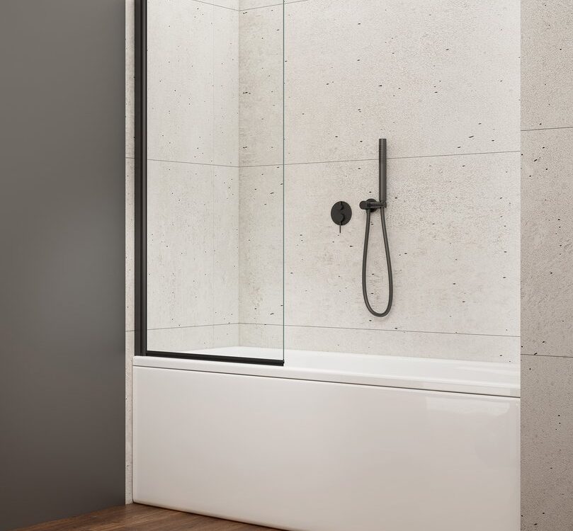 Paroi de baignoire VILMA 600 mm, verre noir/transparent Saint-Louis