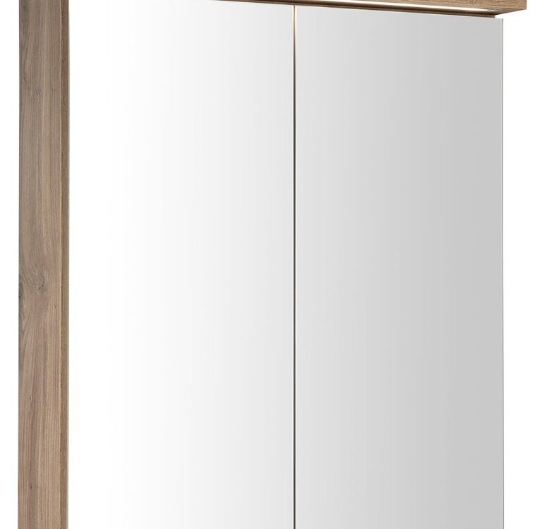 Armoire &agrave; miroir LED KAWA STRIP 60x70x22cm, ch&ecirc;ne emporio Guebwiller