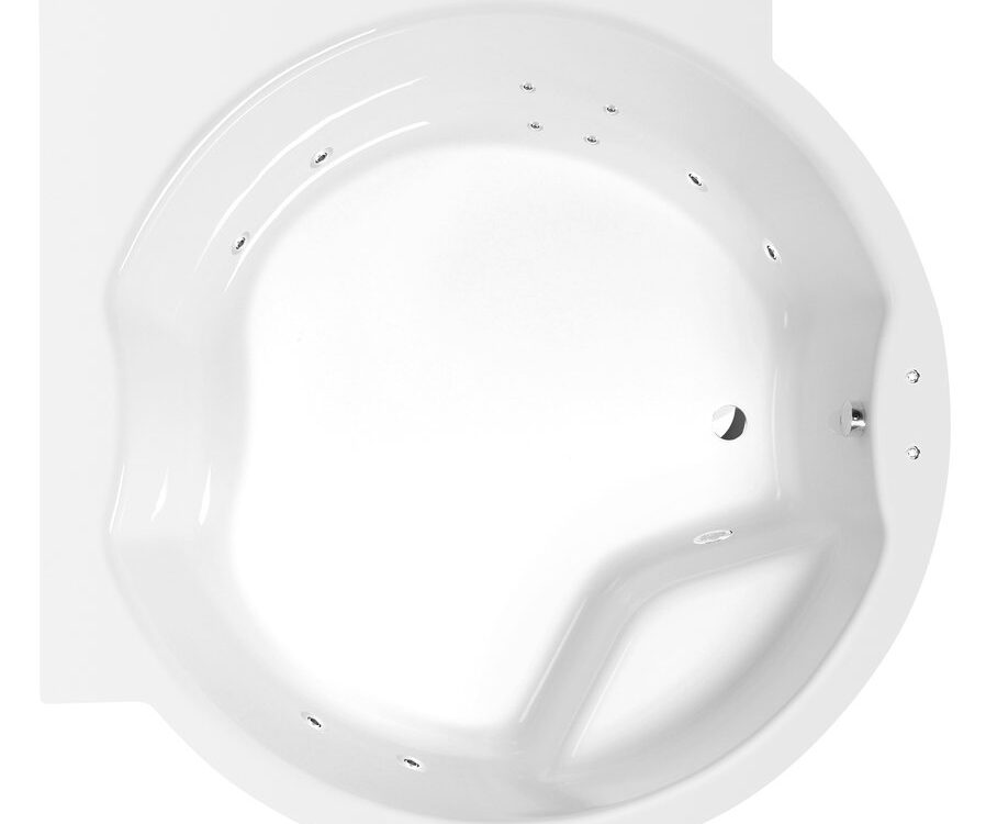 Baignoire baln&eacute;o d’angle Royal, 173 x 173 x 49 cm, Active Hydro, chrom&eacute;e Illzach