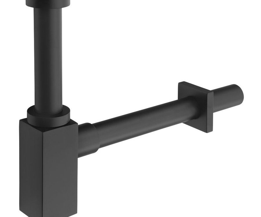 Siphon de lavabo carré 5/4&#8243; (diamètre 32 mm), noir mat Mulhouse