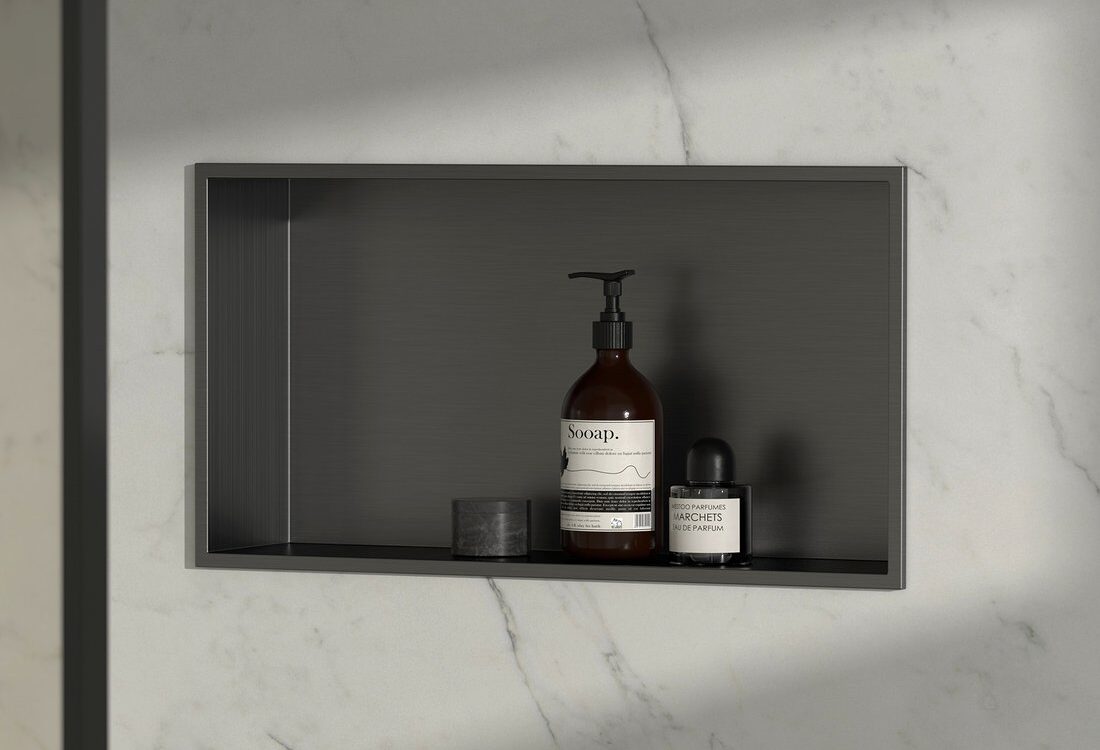 Étagère de douche encastrée DENBO, 510 x 270 mm, acier inoxydable, bronze Belfort