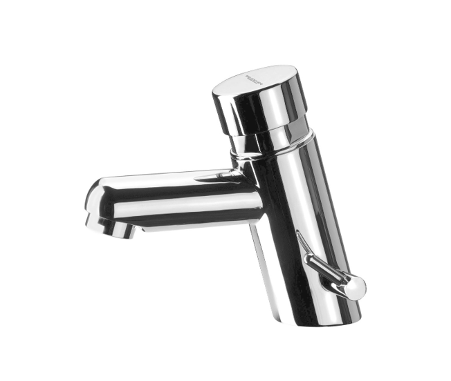 TEMPOR Robinet sur pied à fermeture automatique pour lavabo avec contrôle de la température, chrome Guebwiller