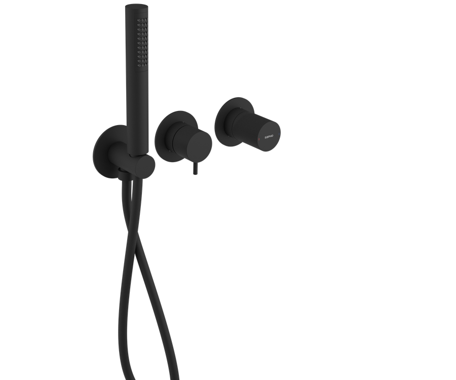 Mitigeur douche/baignoire encastr&eacute; ULTRATAP avec douchette, 2 voies, noir mat Wittenheim