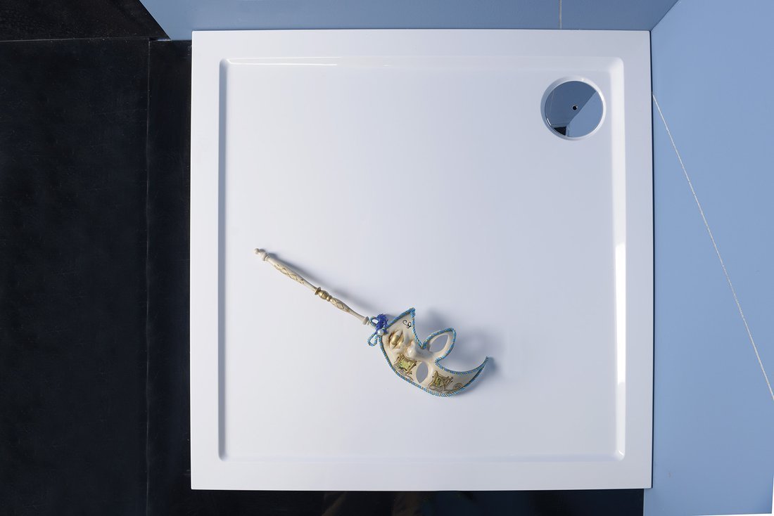 Receveur de douche carré AURA en marbre coulé 80 x 80 cm, blanc Illzach 0