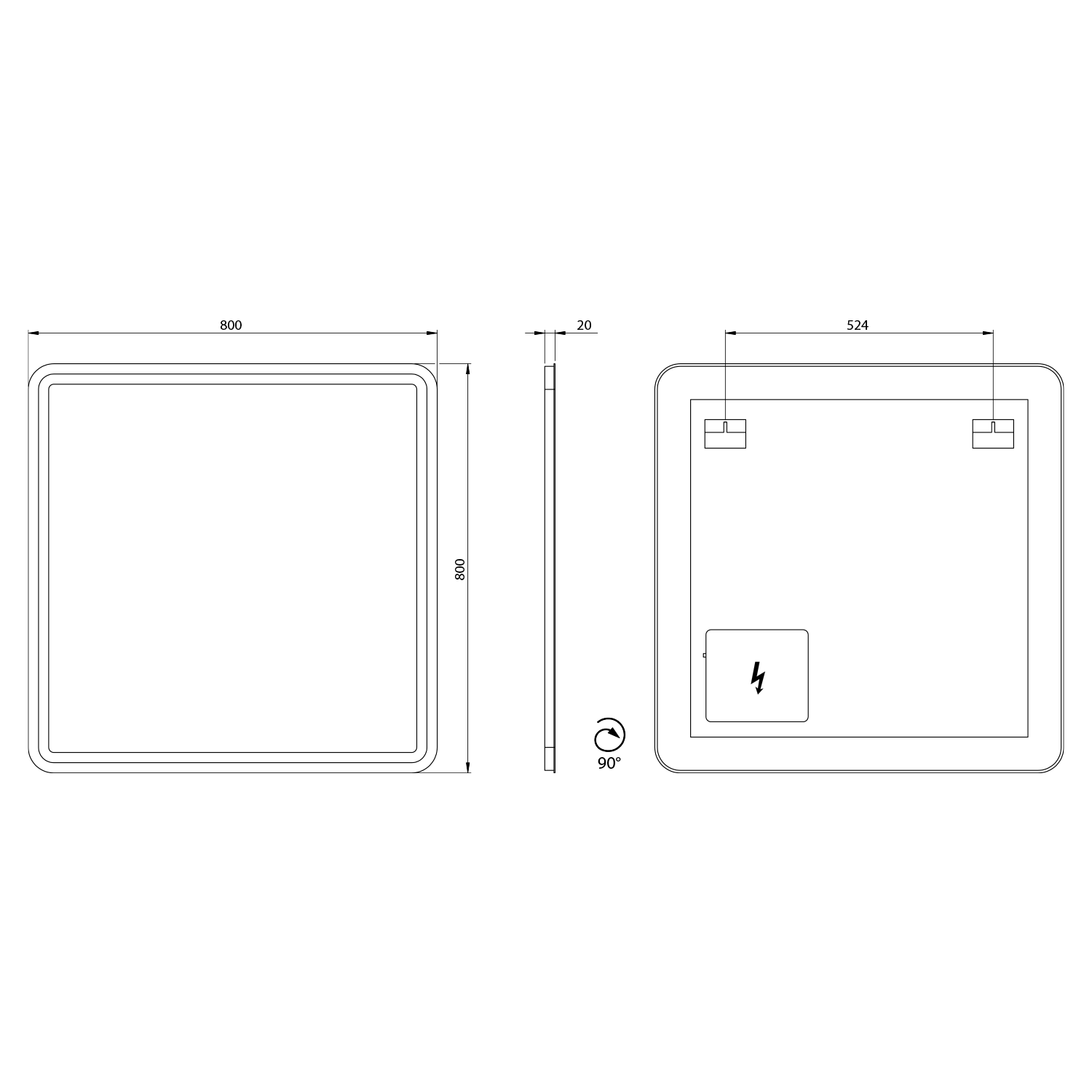 Miroir NYX avec éclairage LED 80x80cm Mulhouse 0