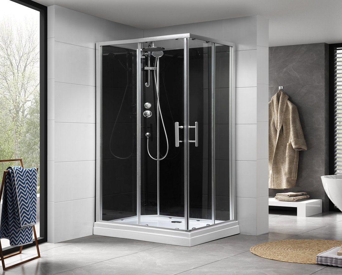 Cabine de douche rectangulaire GRANVIK 800 x 1 200 x 2 180 mm, verre transparent Riedisheim 0