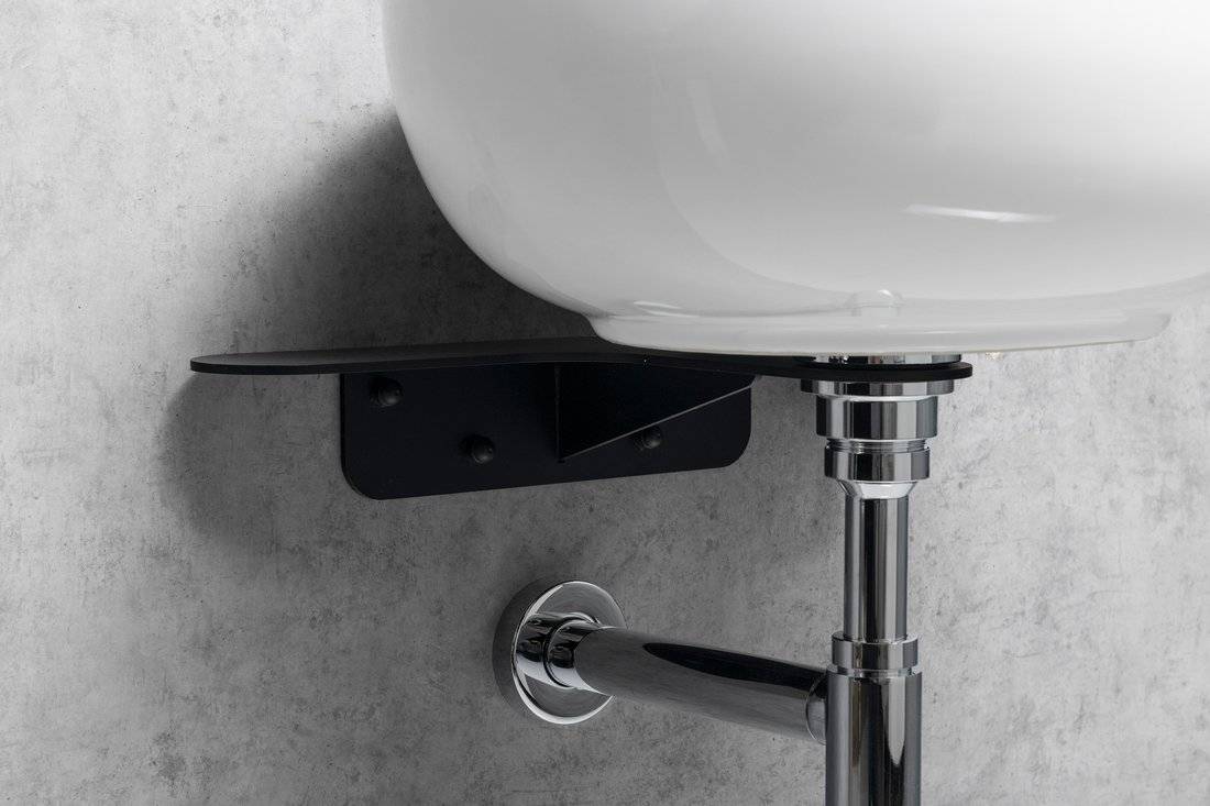 Lavabo TETRIS avec support, mitigeur monotrou, noir mat Wittenheim 0