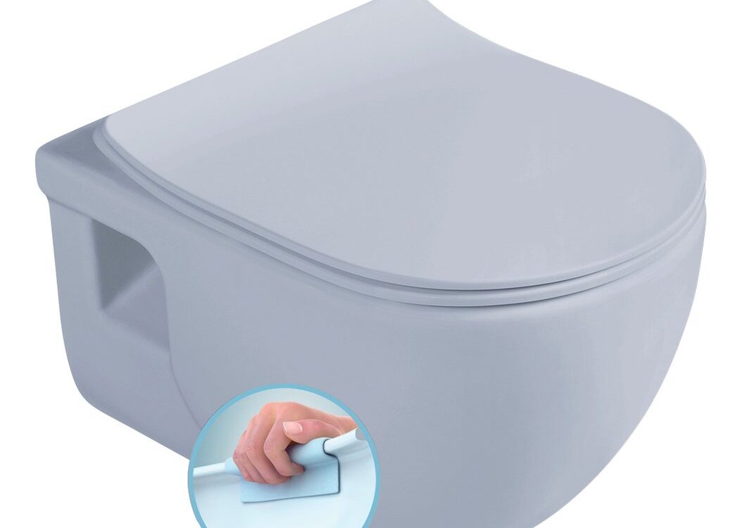 WC suspendu BRILLA, sans bride, 36,5x53cm, bleu clair mat Illzach