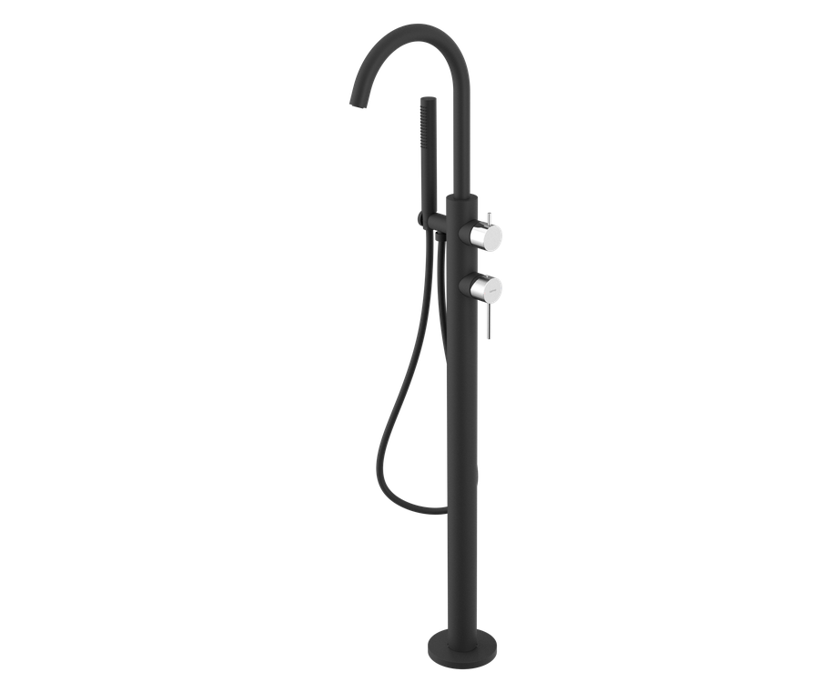 Mitigeur de baignoire sur pied ULTRASAN (raccordement au sol), noir mat/chrome Belfort