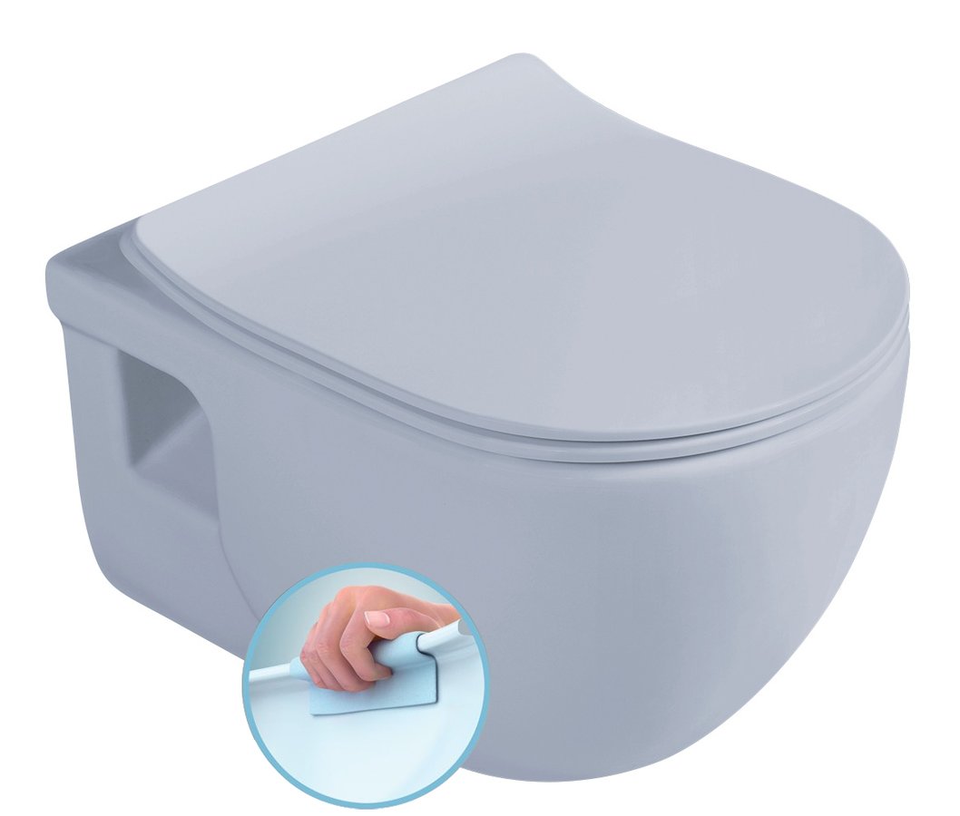WC suspendu BRILLA, sans bride, 36,5x53cm, bleu clair mat Illzach 0