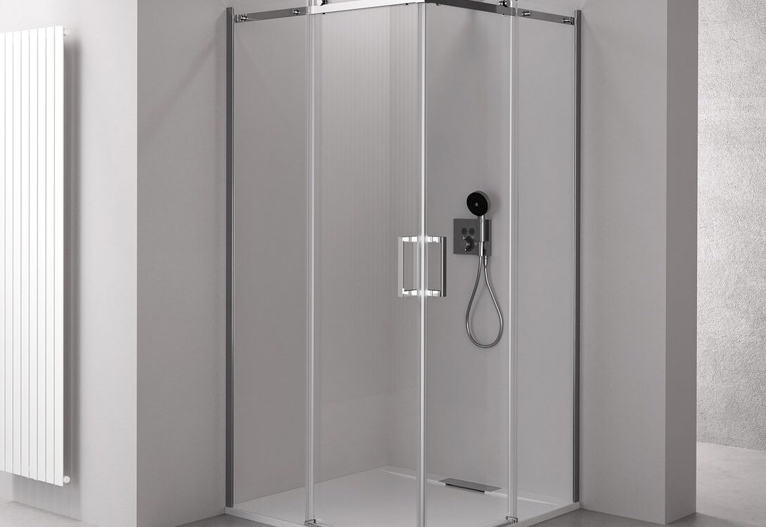 Paroi de douche carrée THRON SQUARE, entrée d&#8217;angle, 1 200 x 1 200 mm, roulettes arrondies Illzach