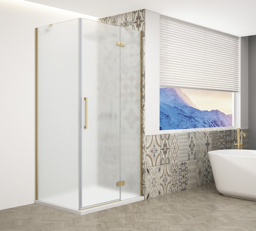 Paravent rectangulaire TRINITY GOLD MATT 900x900mm, entrée d&#8217;angle, verre mat, droite Saint-Louis 0