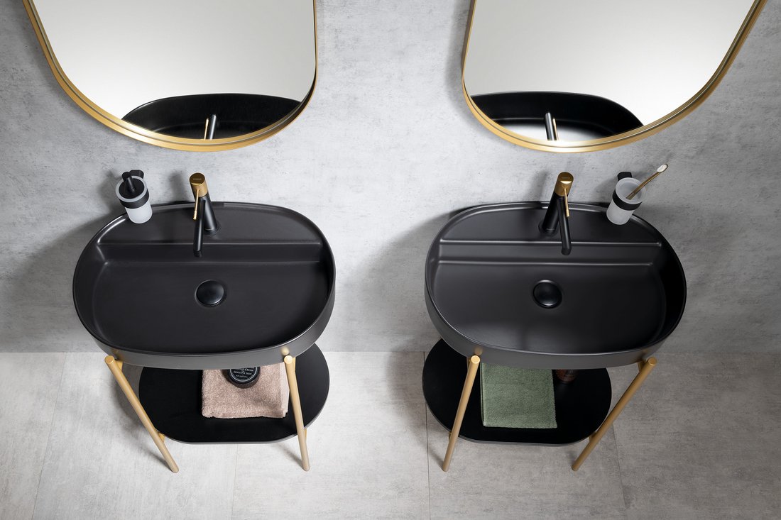 Ensemble de salle de bain PUNO 60, or mat / noir Illzach 0