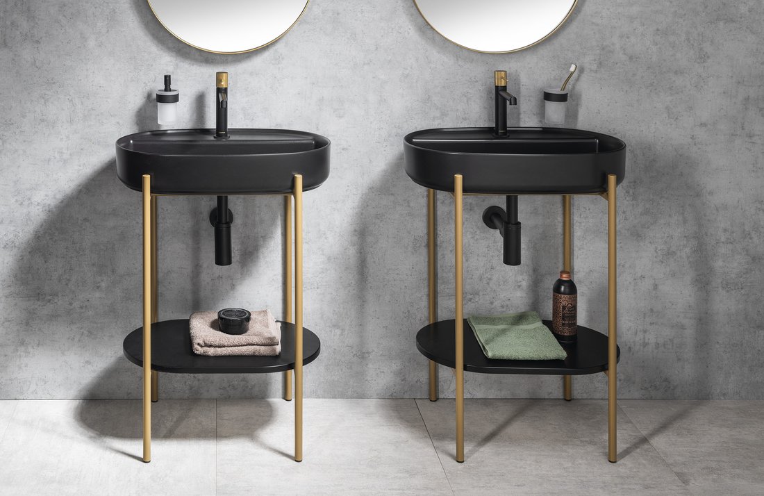 Ensemble de salle de bain PUNO 60, or mat / noir Illzach 0