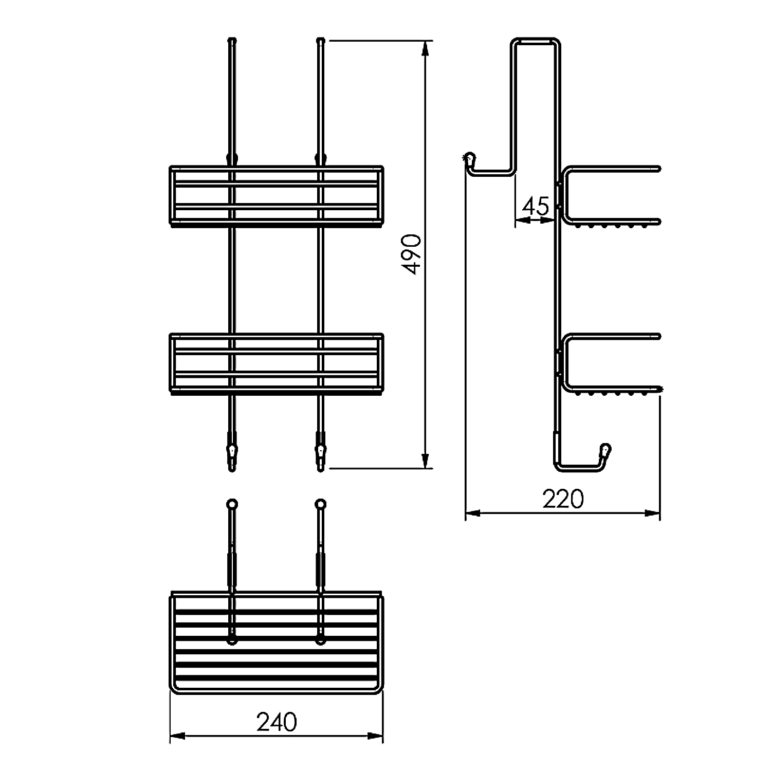 Étagère de douche murale CHROM LINE, 240x490x220mm, noir mat Wittenheim 0