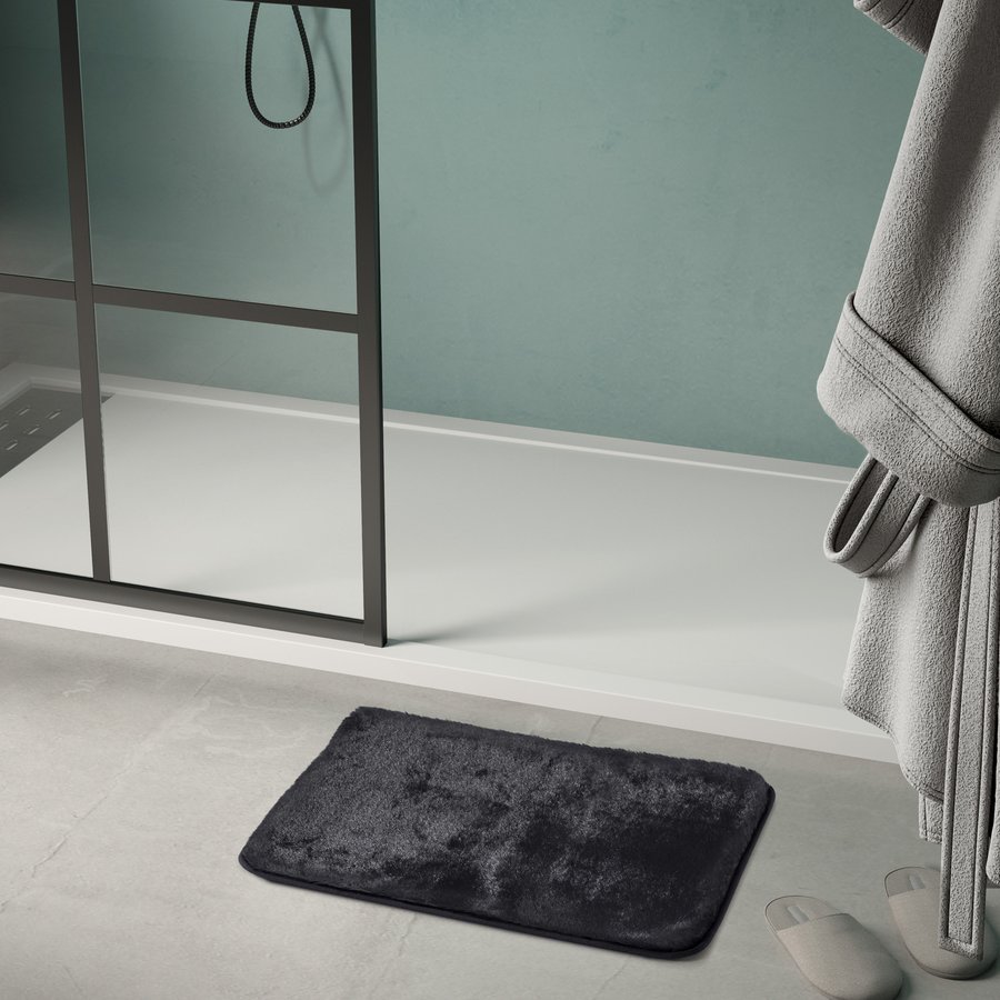 Tapis de bain FUZZY, 50x80cm, 100% polyester, antidérapant, noir Belfort 0